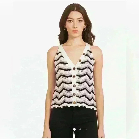 Autumn Cashmere Flame Stitch Button Front Halter in Sweatshirt - Picture 1 of 9